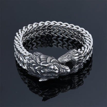 Viking Wolf Head Bracelet