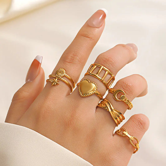Sun and Moon Geometric Shaped Rings