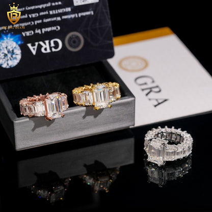 Emerald-cut moissanite ring