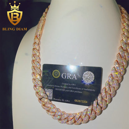 Miossanite 16mm Sterling Silver 925 Miami Cuban Link Chain