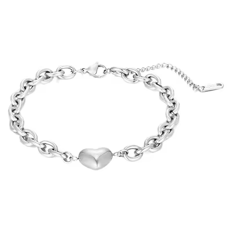 Heart Charm Link Chain Bracelet