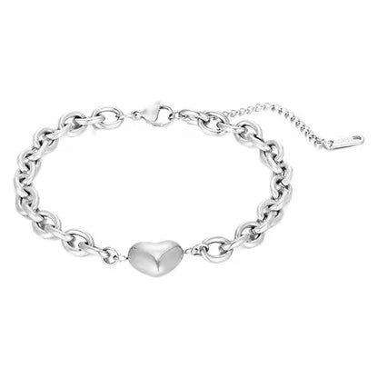 Heart Charm Link Chain Bracelet
