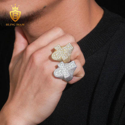 Cross design baguette-cut moissanite ring