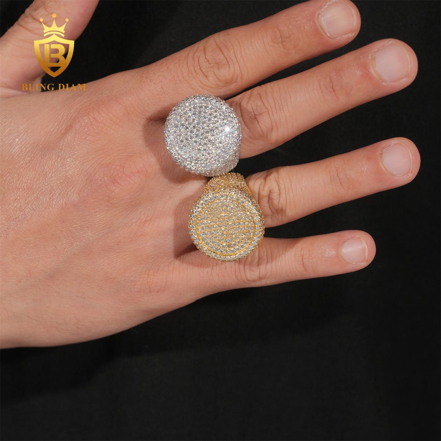 Plated Iced Out Moissanite Ring