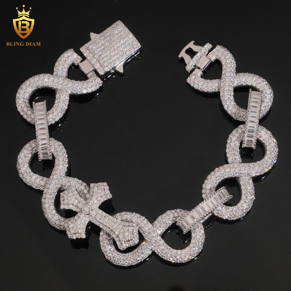 Iced Out Cross Moissanite Cuban Bracelet