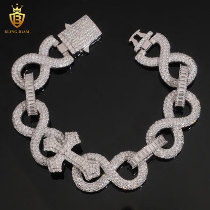 Iced Out Cross Moissanite Cuban Bracelet