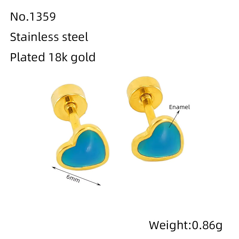 Colourful Heart Stud Earrings