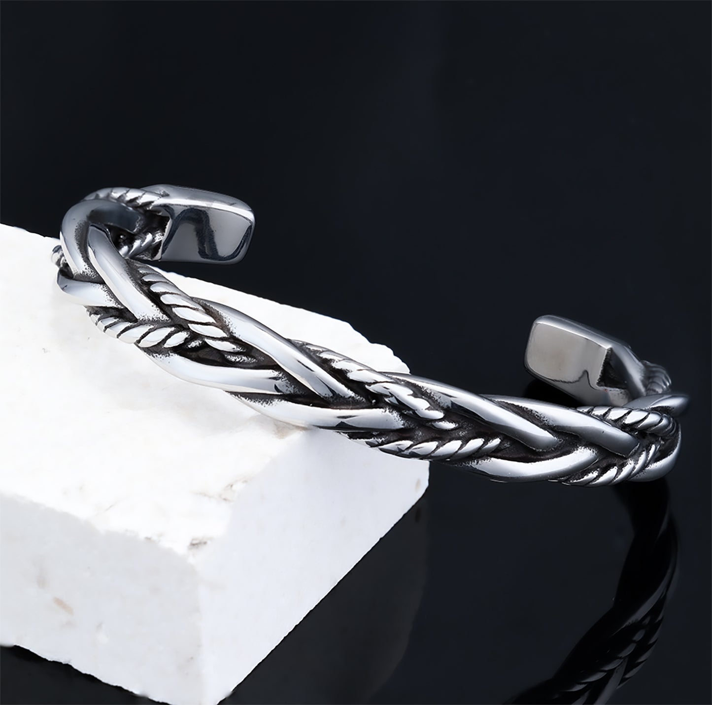 Twisted Braided Open Bracelet