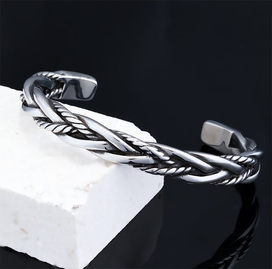 Twisted Braided Open Bracelet