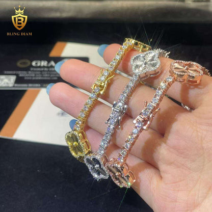 Four-Leaf Clover Moissanite Tennis Bracelet