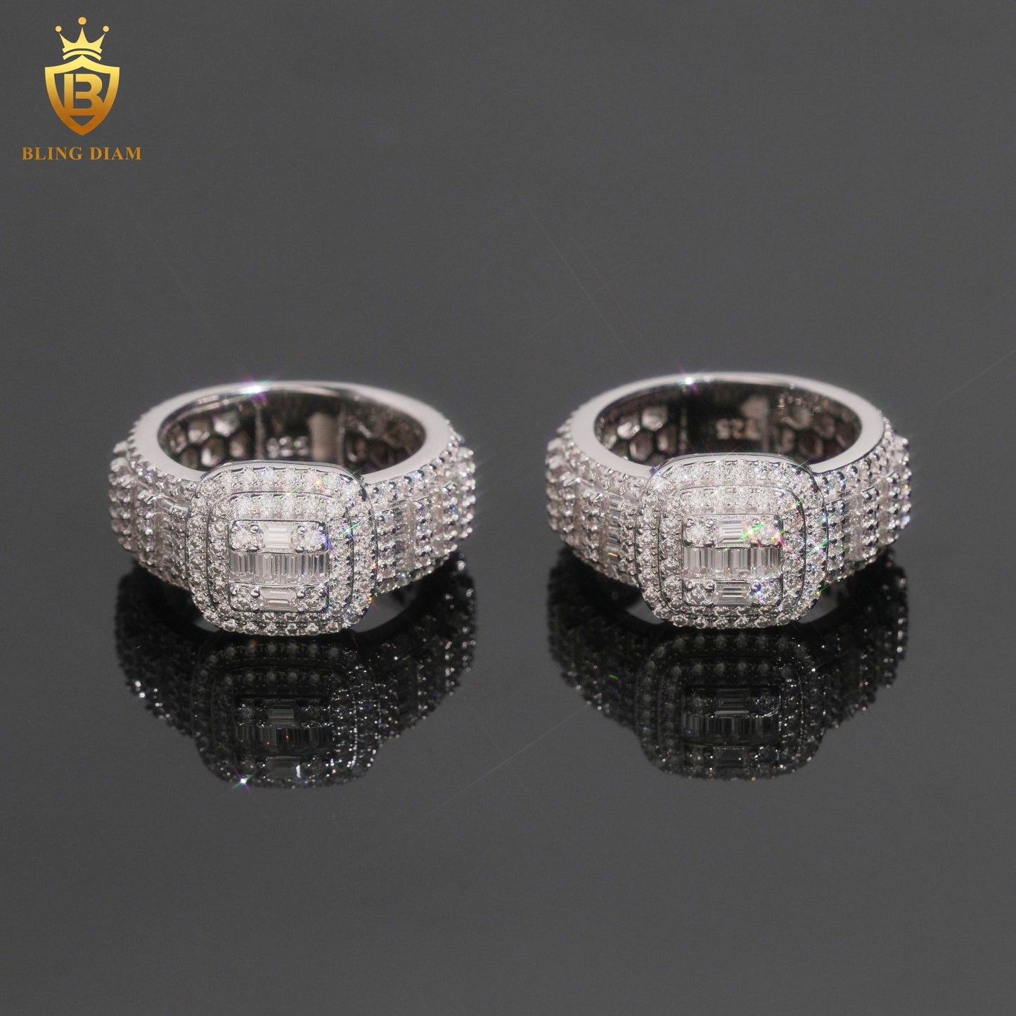 Baguette-cut iced-out ring