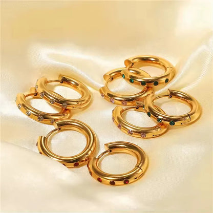 Colorful Zircon Hoop Huggie Earrings