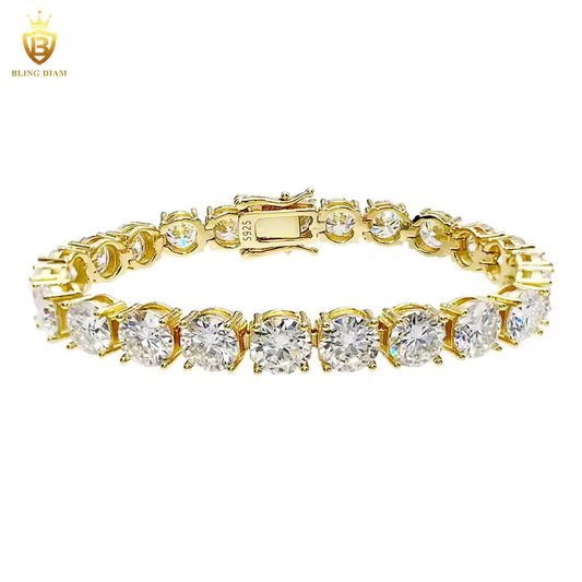 Signature Tennis Chain - 6.5mm VVS Moissanite, Gold Plated & 925 Sterling Silver