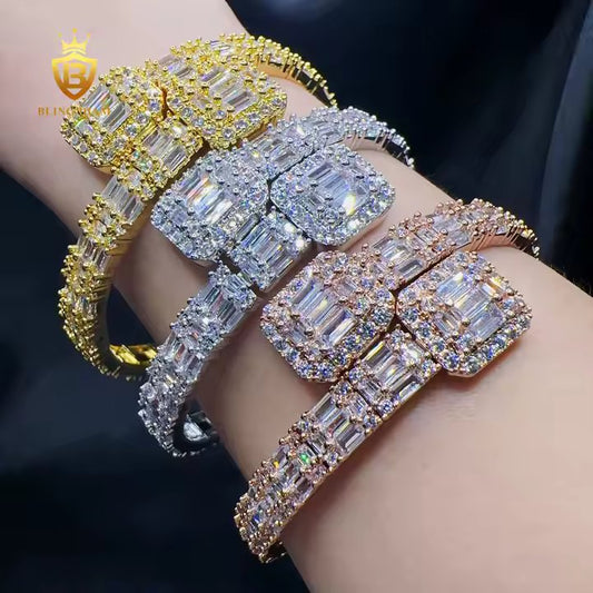 Wide Baguette Bangle Bracelet