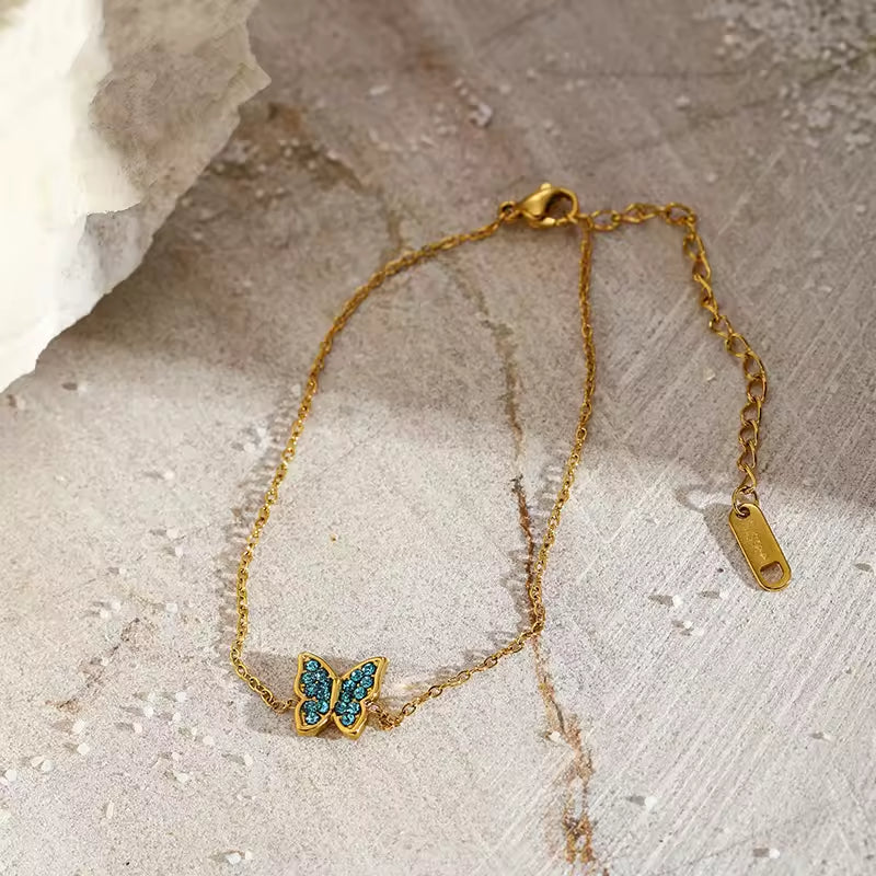 Zircon Butterfly Charm Bracelet