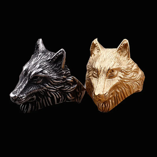 Vintage Viking Wolf head ring