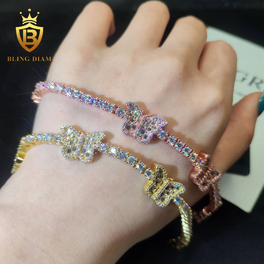 Plated Butterfly Moissanite Tennis Bracelet