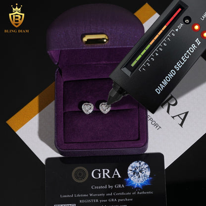 VVS Iced-Out Moissanite Heart Stud Earrings