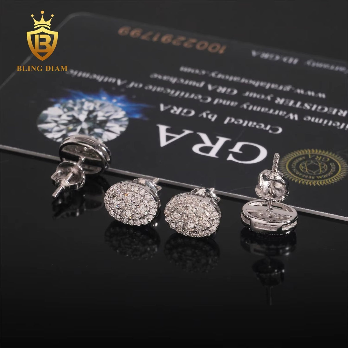 Oval Iced-Out Moissanite Stud Earrings