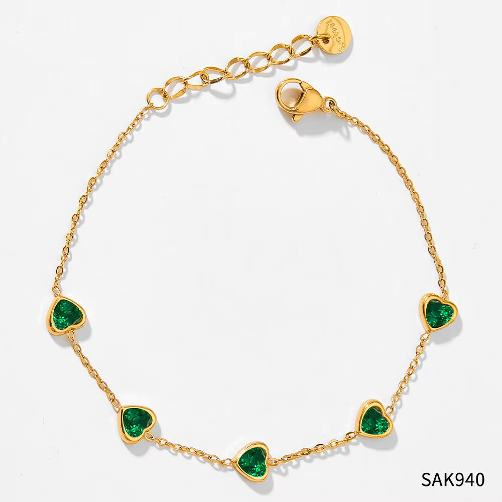 Zircon Heart Charm Bracelets