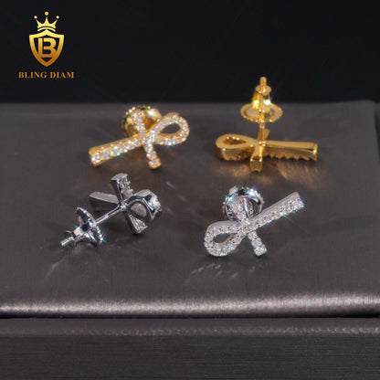 Iced-Out Moissanite Cross Stud Earrings