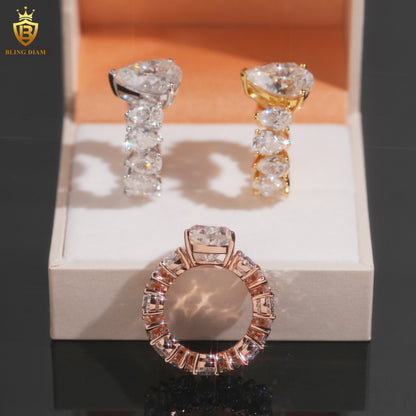 Pear-cut moissanite ring