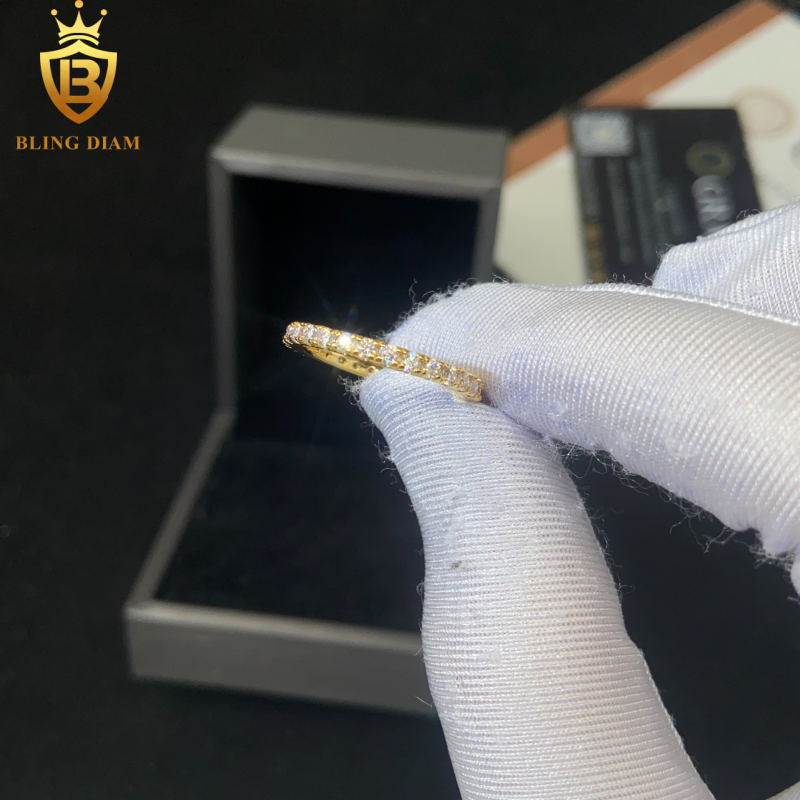 Iced-out moissanite ring