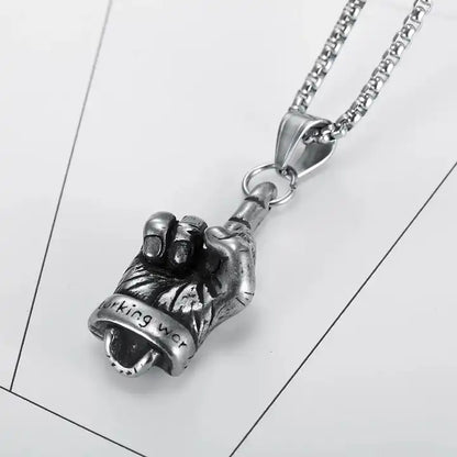 middle finger statement death skull Necklace