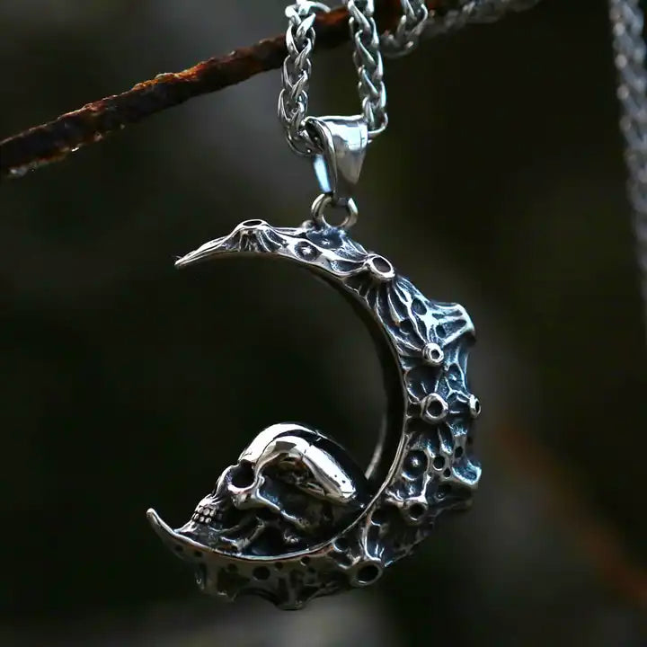 Crescent Skull Necklace