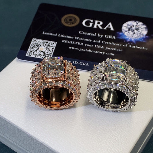 Emerald-cut moissanite ring