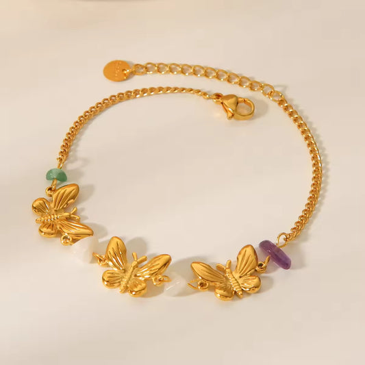 Natural Stone Butterfly Bracelet