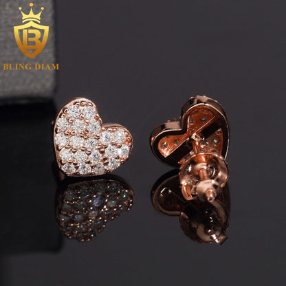 Pavé Moissanite Heart Stud Earrings