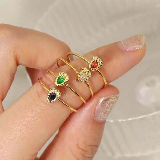 Water Drop Shape Zirconia Ring