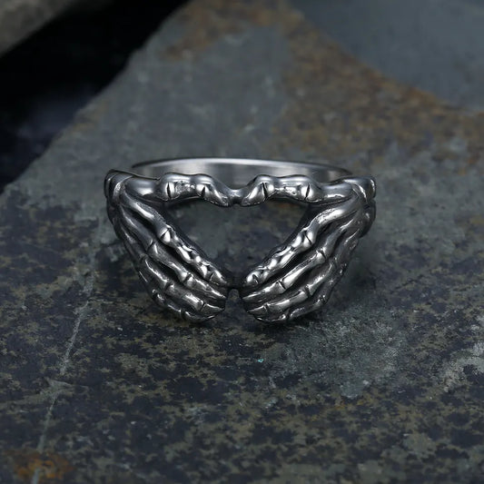 Heart Shape skeleton hands Ring