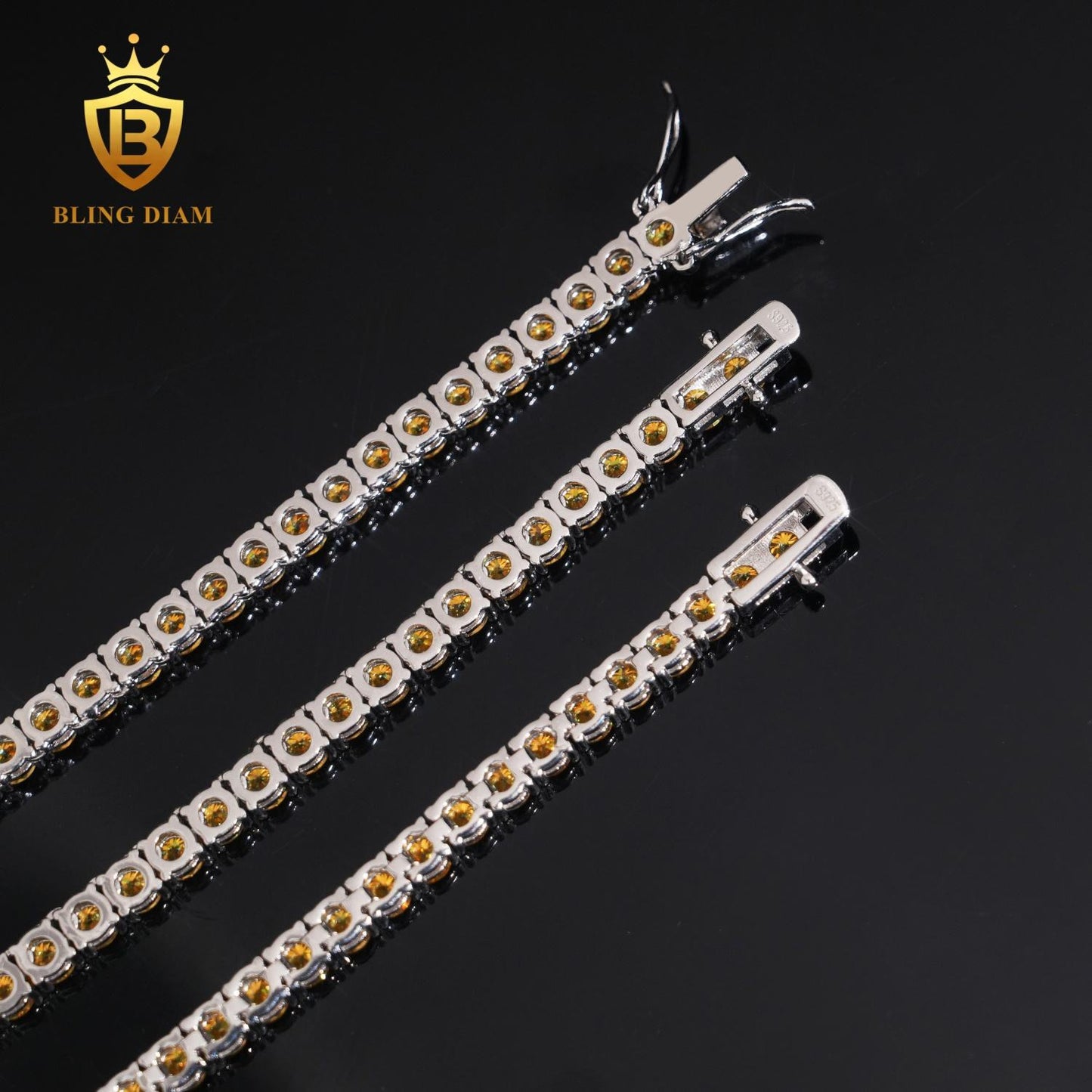 Yellow Moissanite sterling silver Tennis Chain