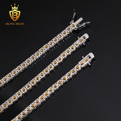 Yellow Moissanite sterling silver Tennis Chain