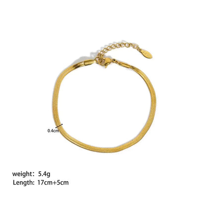 Double Layer Cuban Flat Snake Paperclip Chain Bangle Bracelet