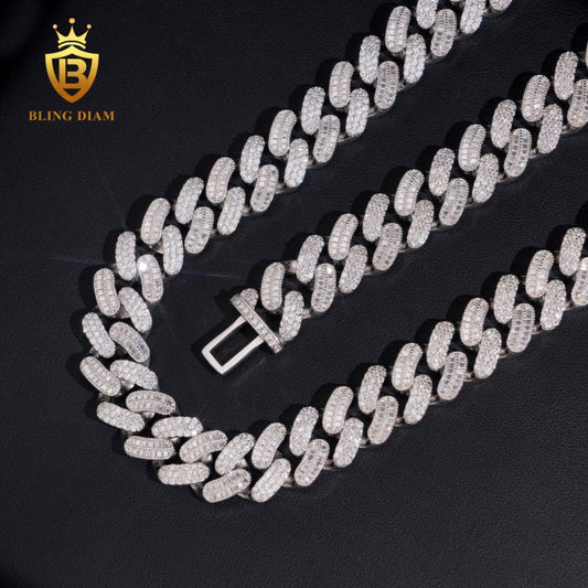 15mm Moissanite VVS1 925 Sterling Silver Cuban Chain