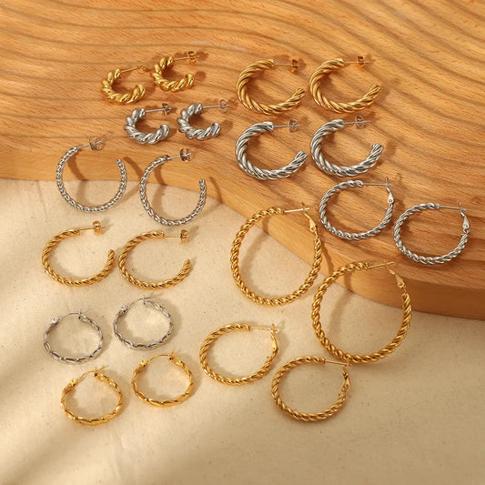 Chunky C-type Hoop Earrings