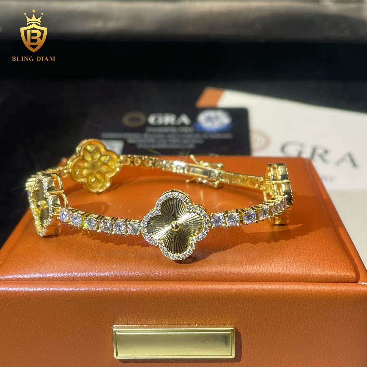 Four-Leaf Clover Moissanite Tennis Bracelet