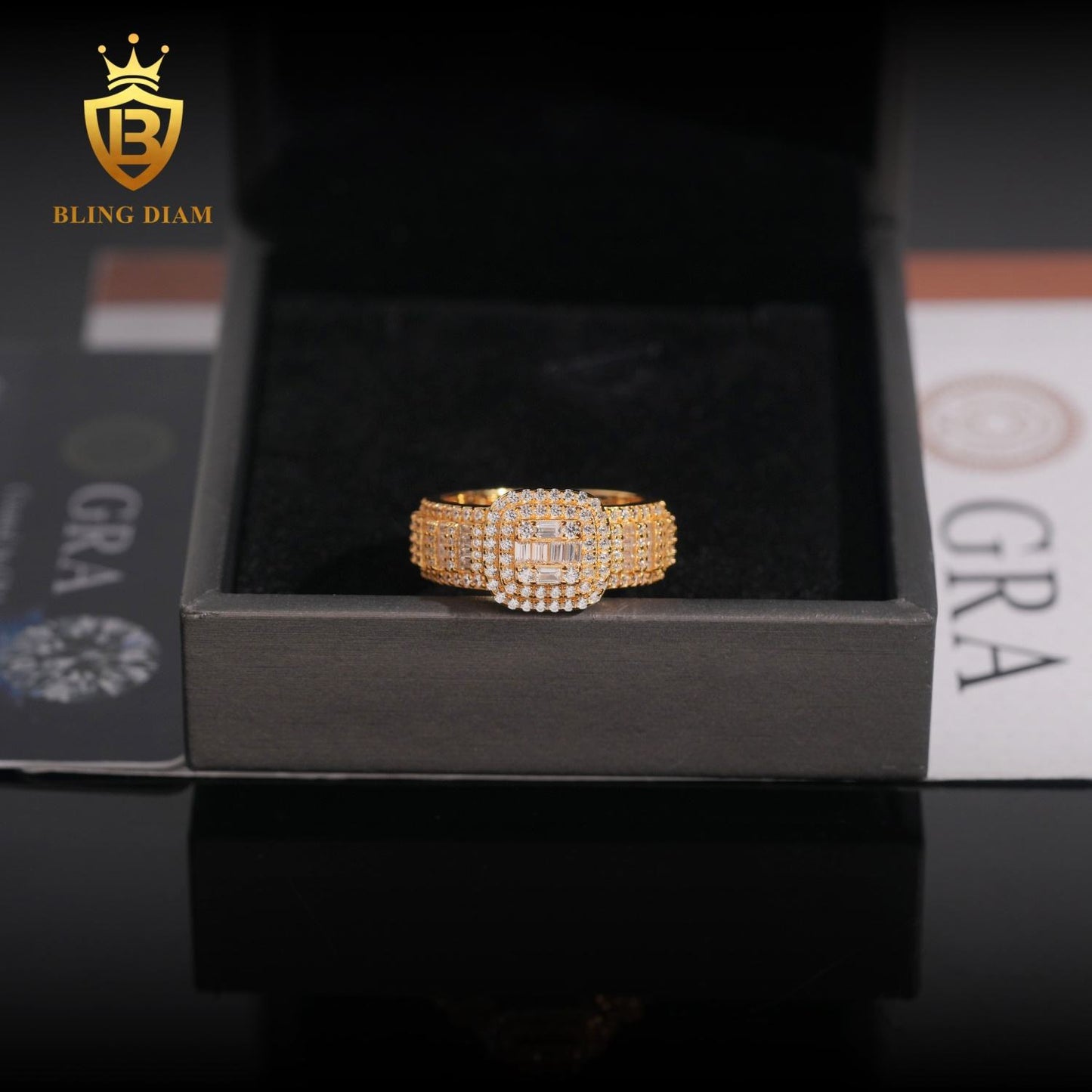 two-row iced-out moissanite ring