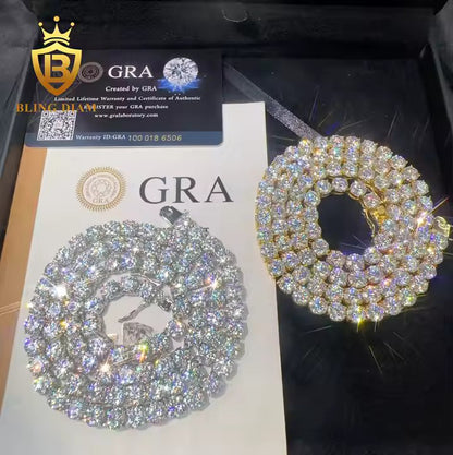 Tennis Chain/Bracelet - 6.5mm VVS Moissanite, Sterling Silver/Gold Plated