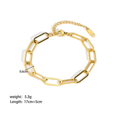 Double Layer Cuban Flat Snake Paperclip Chain Bangle Bracelet