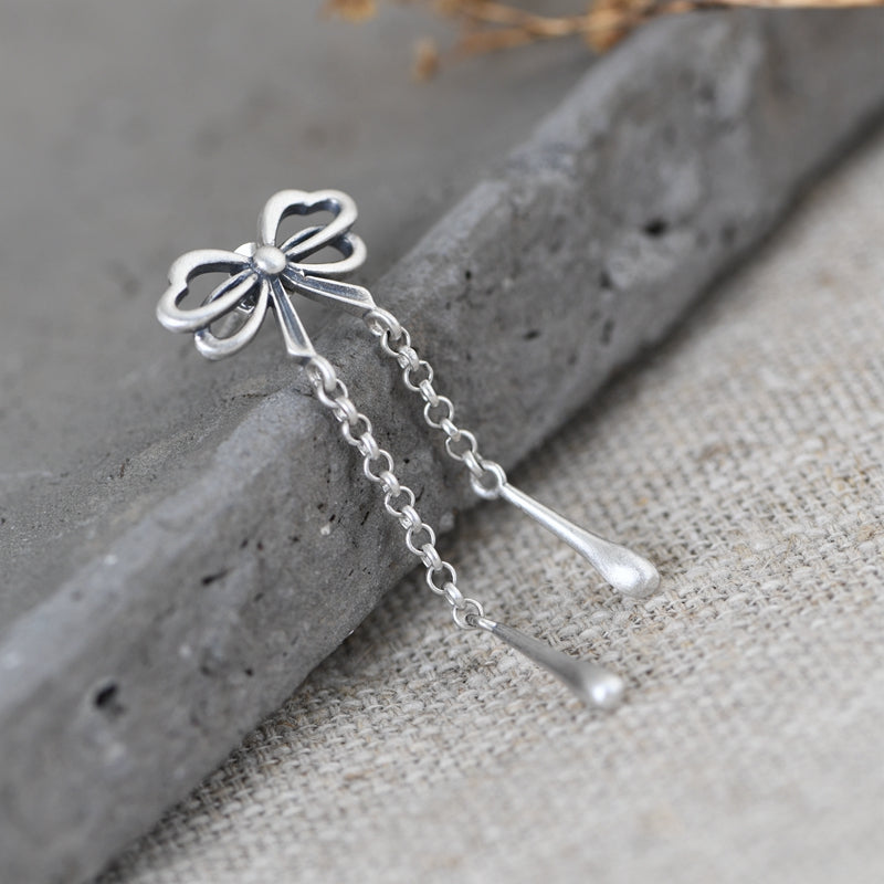 Chain Long Tassel Bow Earrings