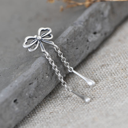 Chain Long Tassel Bow Earrings