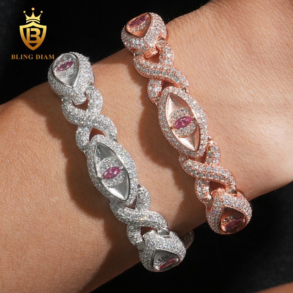 Rose Gold Pink Marquise Eye Infinity Cuban Bracelet