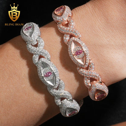 Rose Gold Pink Marquise Eye Infinity Cuban Bracelet