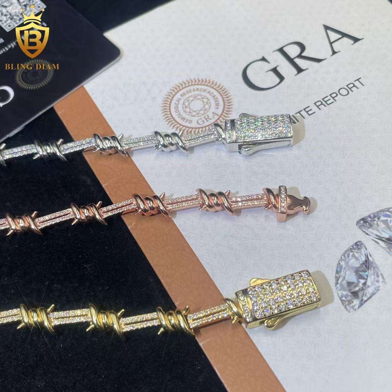 Wire Twist Thorns Moissanite Cuban Bracelet