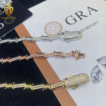 Wire Twist Thorns Moissanite Cuban Bracelet