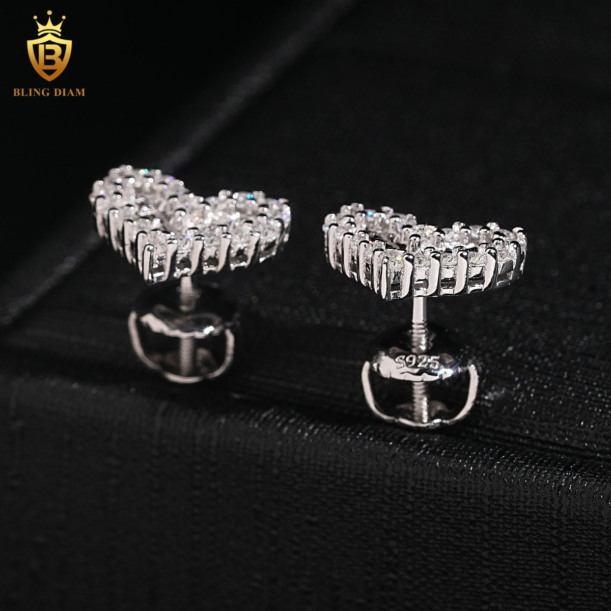 Heart-Shaped Full Pavé Moissanite Stud Earrings